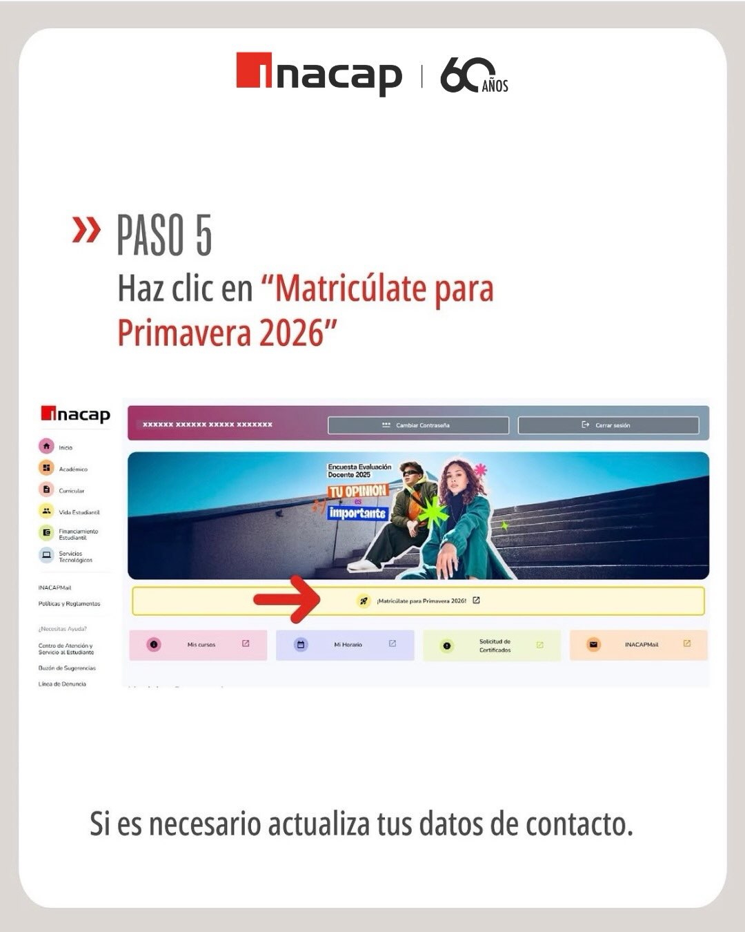 Paso 5 del proceso de matrícula