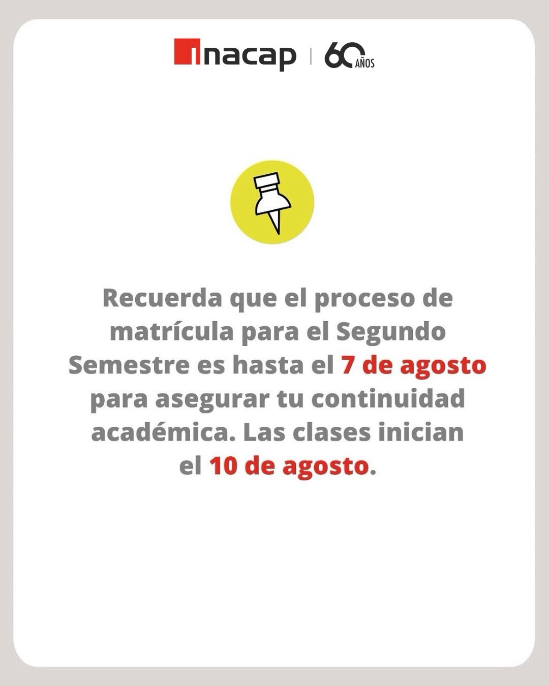 Paso 10 del proceso de matrícula